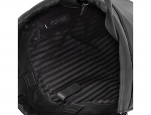 mochila plana de piel negra interior