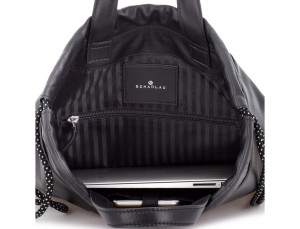 leather flat backpack in black laptop