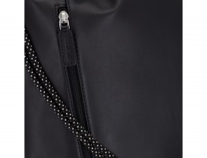leather flat backpack in black detail