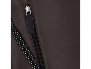 leather flat backpack in brown detail