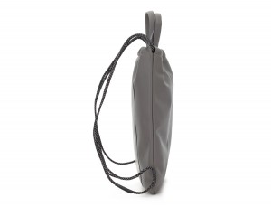 leather flat backpack in gray side