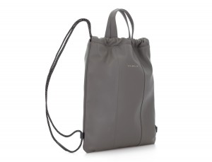 leather flat backpack in gray back handle