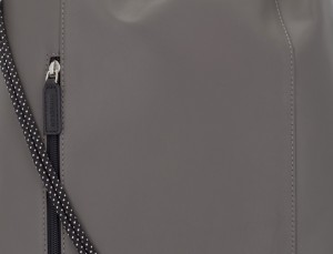leather flat backpack in gray detail