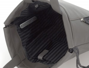 leather flat backpack in gray personalized