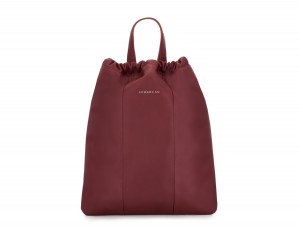 leather flat backpack in burgundy tote woman