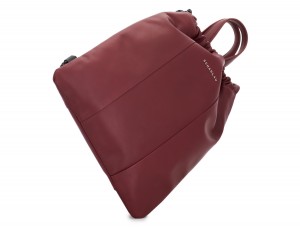 leather flat backpack in burgundy base