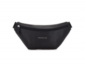 leather waist bag in black front