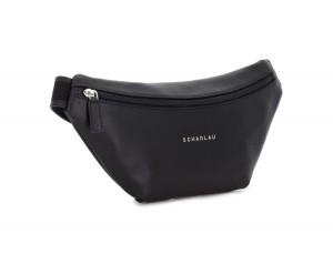 leather waist bag in black side