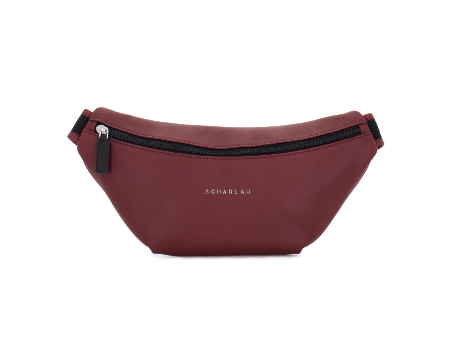leather waist bag in brown Burgundy front