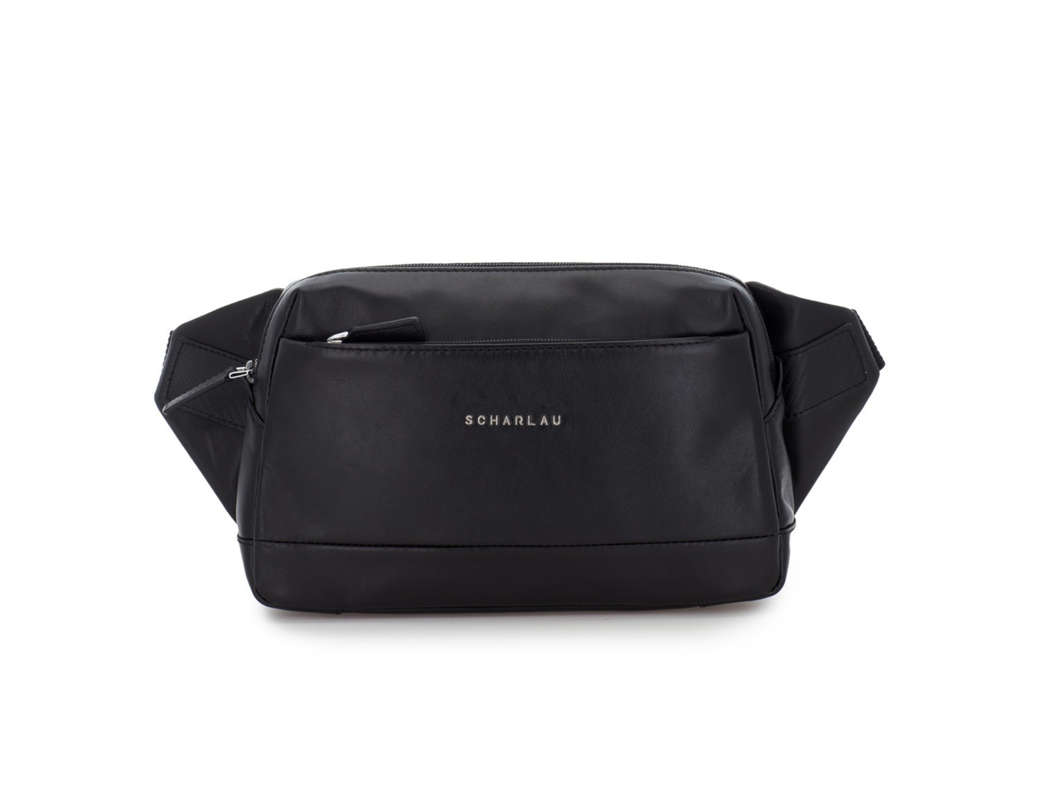 Leather waist bag in black front