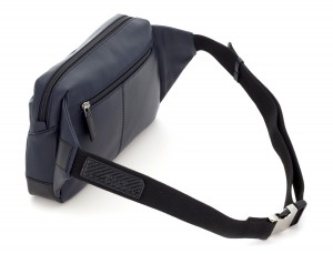 Leather waist bag in blue back