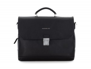 leather briefbag with flap black front
