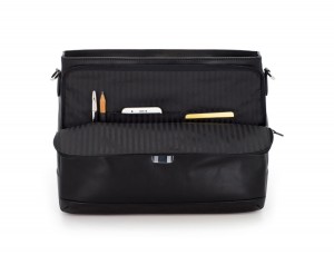 leather briefbag with flap black functional