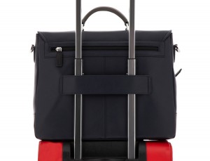 Cartella con patta in pelle blu  trolley