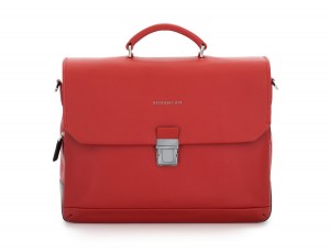 Cartella con patta in pelle rosso front