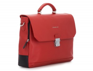 Cartella con patta in pelle rosso side