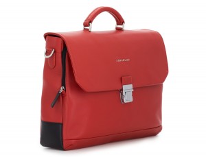 leather briefbag with flap red side