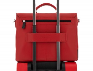 leather briefbag with flap red trolley
