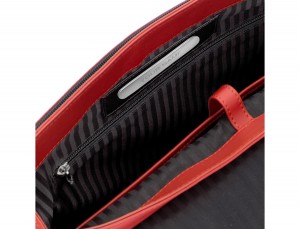 maletín con solapa de cuero marrón rojo personalizado