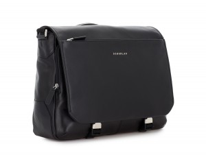 Cartella messenger in pelle nero  side