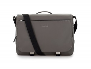 bolso mensajero de cuero gris frontal