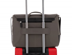 Cartella messenger in pelle grigio trolley