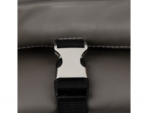 Cartella messenger in pelle grigio clasp