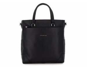 leather laptop woman bag black front