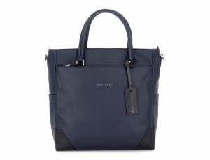 Borsa per computer in pelle donna blu front