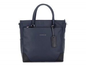 leather laptop woman bag blue front