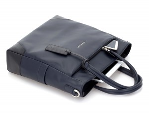 leather laptop woman bag blue side