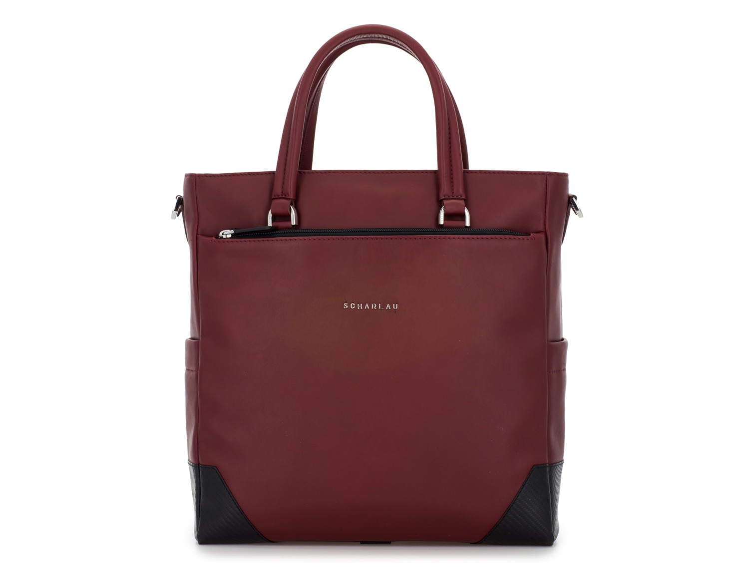 leather laptop woman bag burgundy front