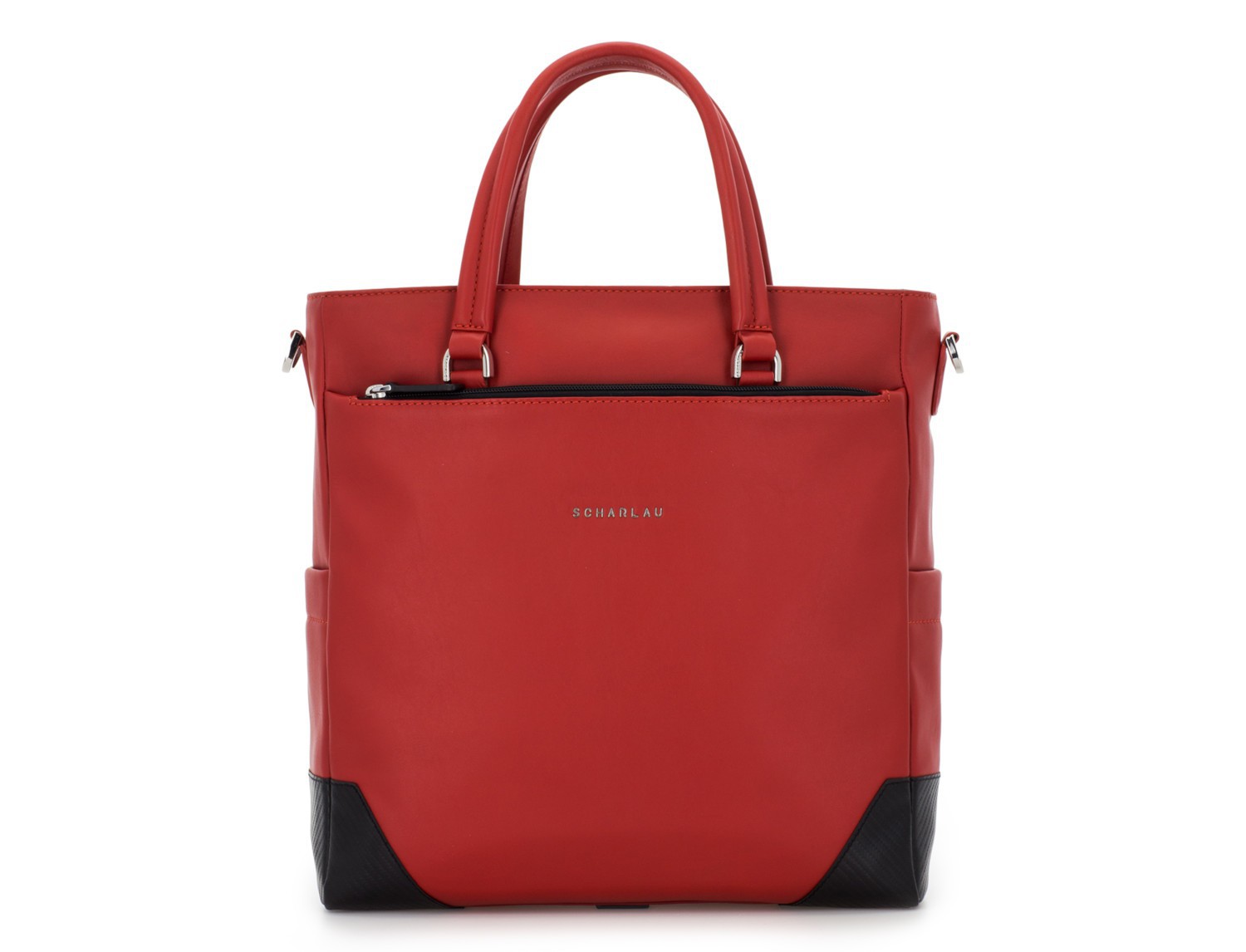leather laptop woman bag red front