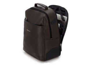 leather laptop backpack brown side