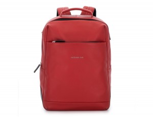 leather laptop backpack red front