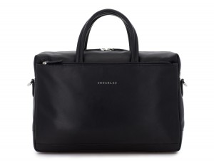 leather laptop bag black front