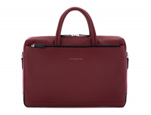 leather laptop bag burgundy front