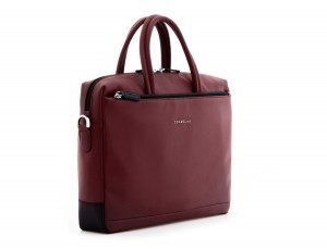 leather laptop bag burgundy side