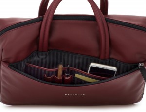 leather laptop bag burgundy pockets