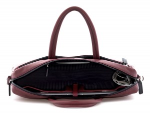 leather laptop bag burgundy inside