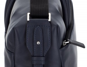 large leather briefbag in blue and gray strap