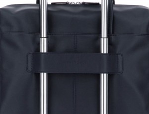 large leather briefbag in blue and gray trolley