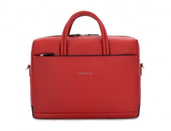 large leather briefbag in red front