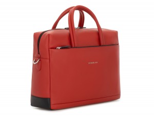 large leather briefbag in red side