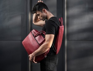 large leather briefbag in red model