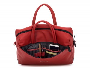 large leather briefbag in red inside