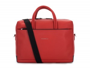 large leather briefbag in red strap