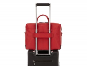 large leather briefbag in red trolley
