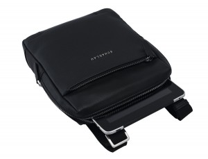 Leather men's crossbody in black  with tablet