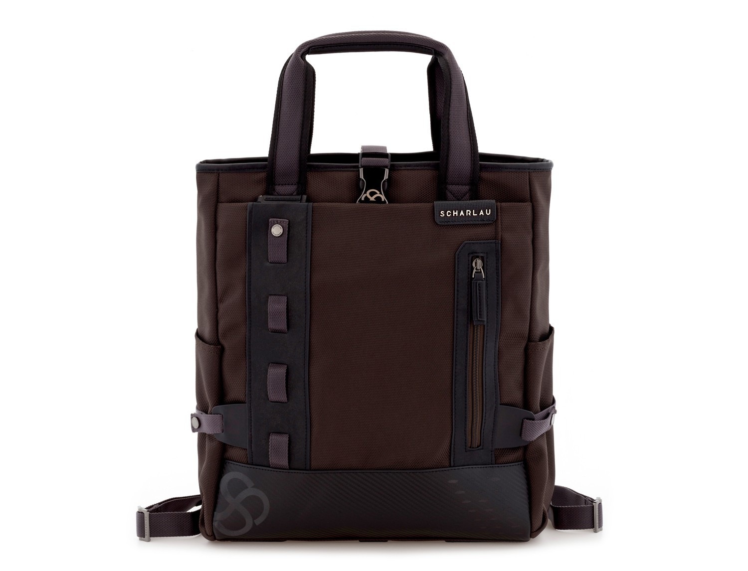 laptop bag and backpack brown front